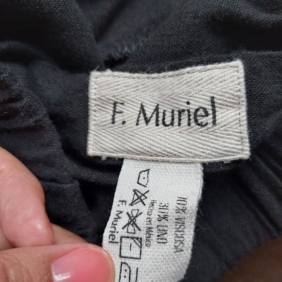 F. Muriel Black Skort Linen Blend - Picture 7 of 7
